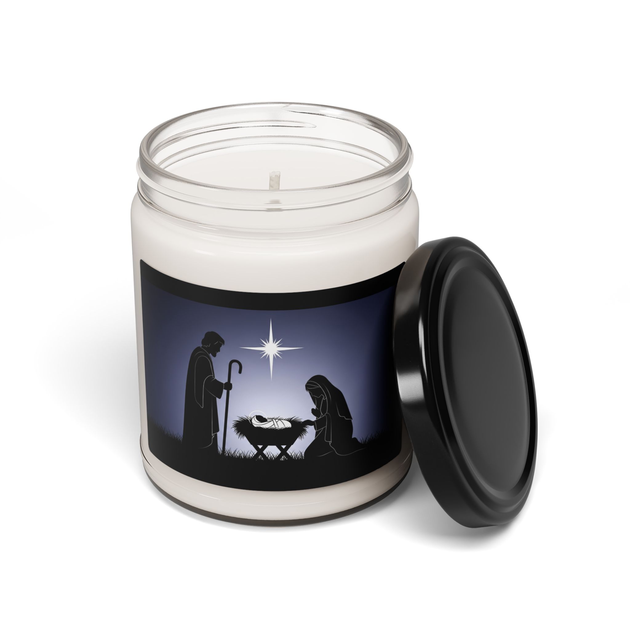 Nativity Scene Candle Scented Soy Candle, 9oz | Christmas Manger Silhouette - Image 6
