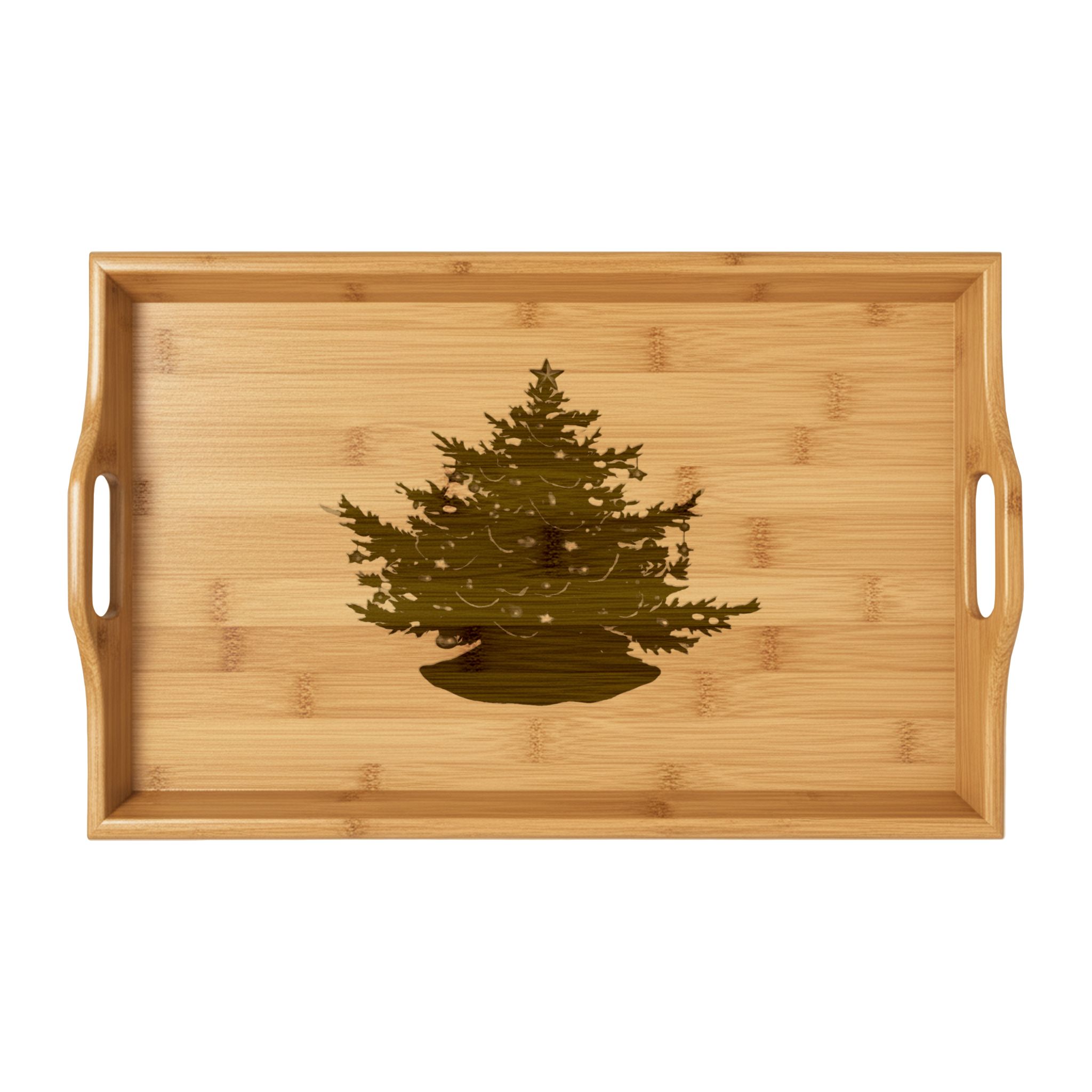 Christmas Tree Bamboo Serving Tray | Engraved Wooden Tray
