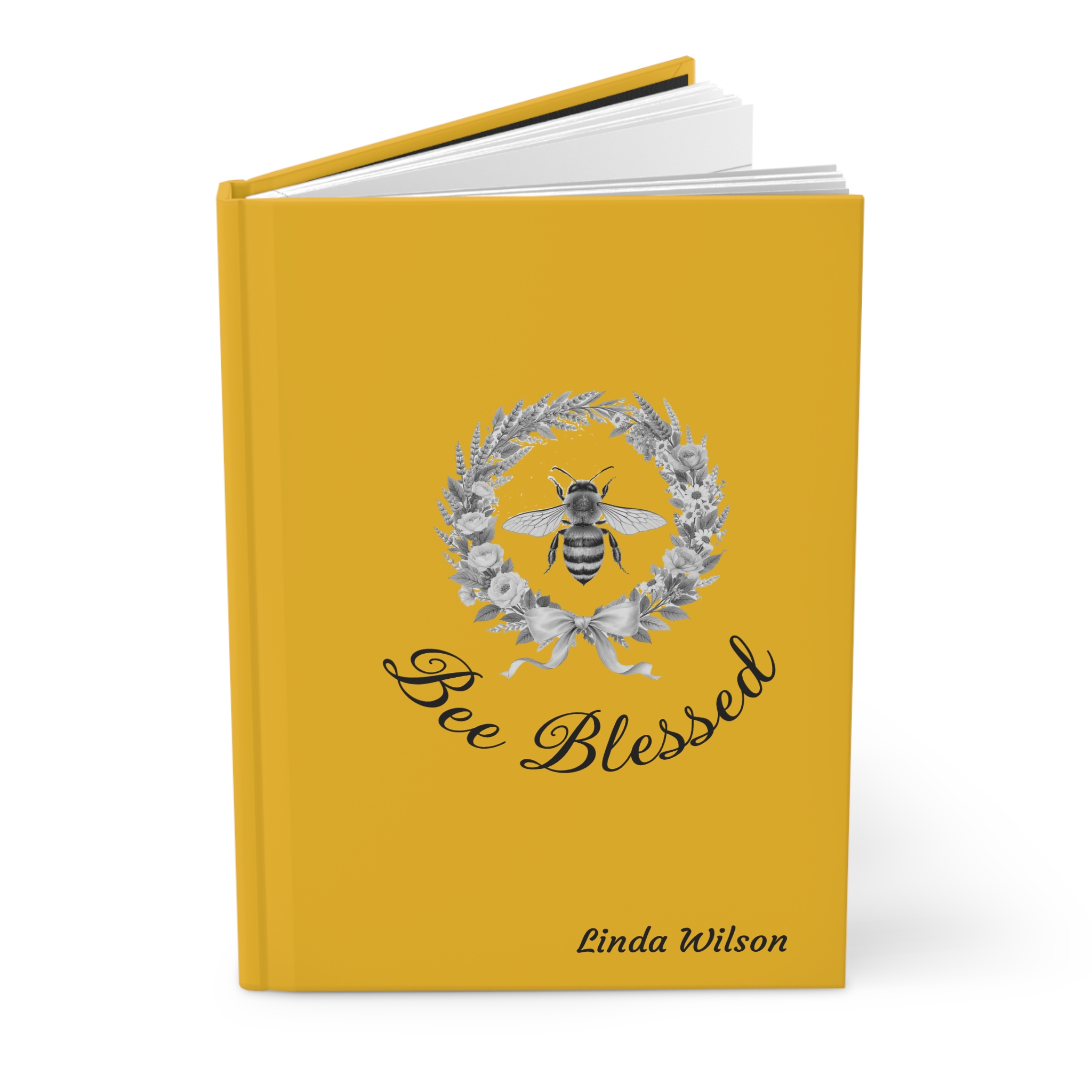 Bee Blessed wreath bee Hardcover Journal | yellow floral notebook - Image 3
