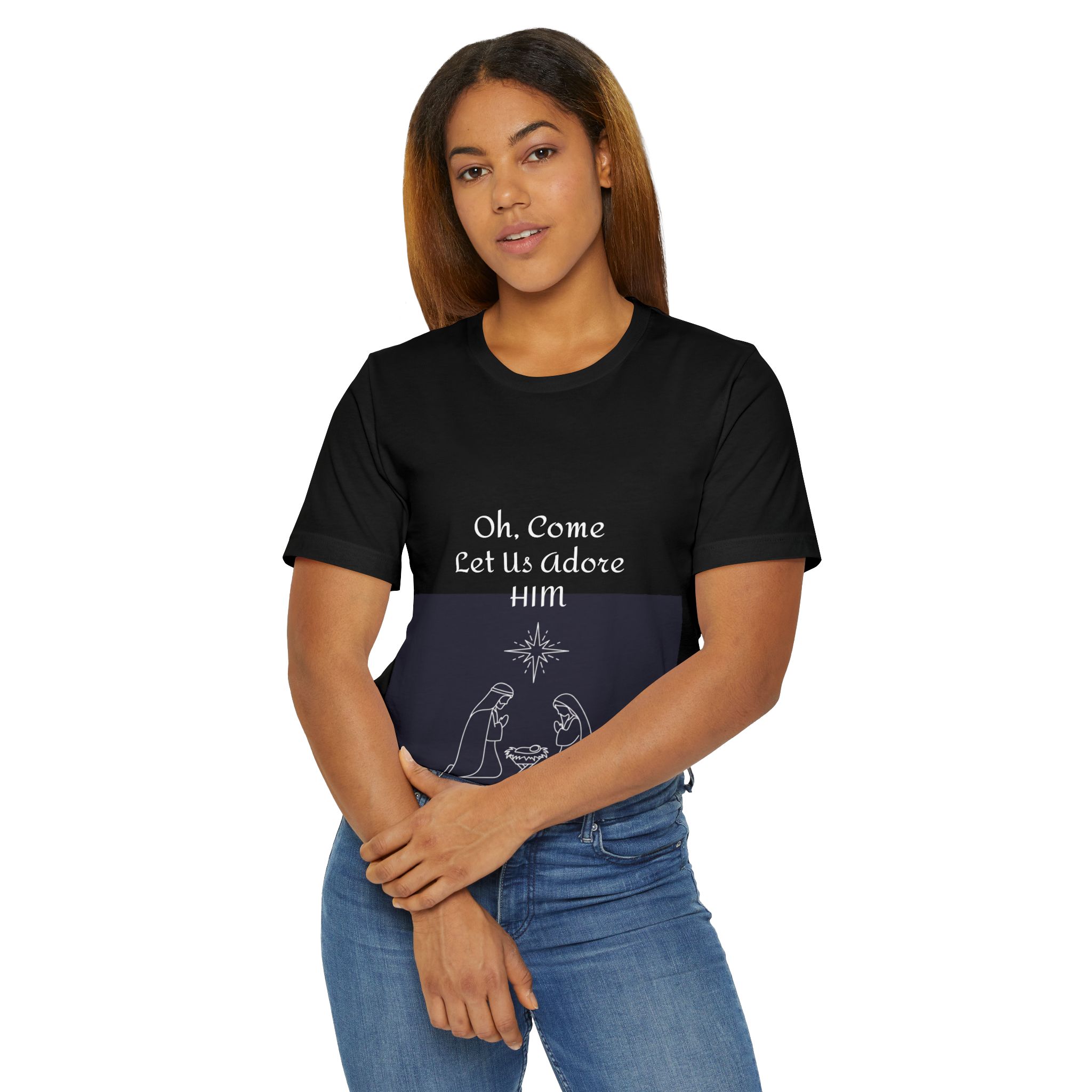 Oh Come Let Us Adore Him Nativity T-Shirt | Christmas Religious Tee