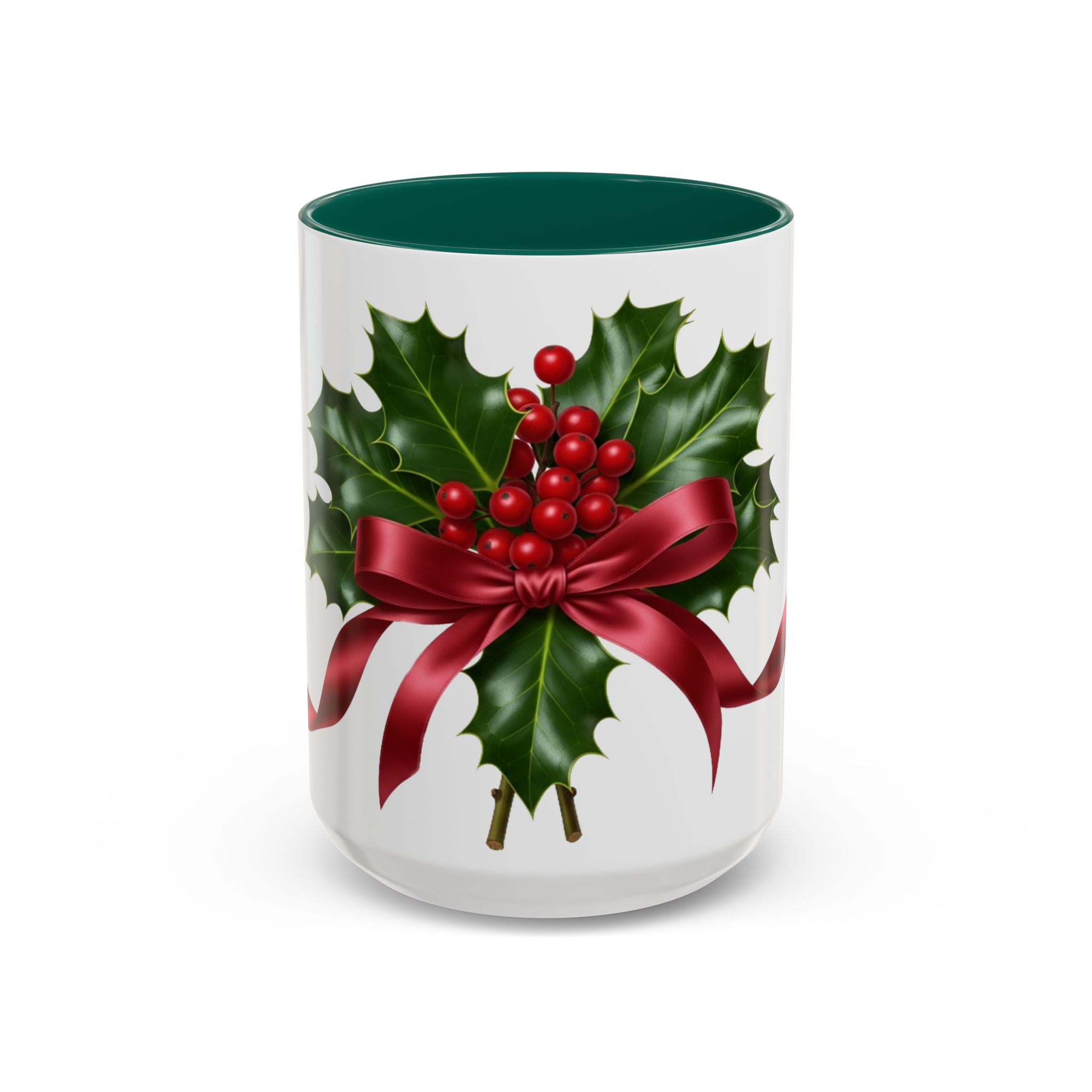 Holly with Red Ribbon Mug | Christmas Ceramic Mug - Image 45