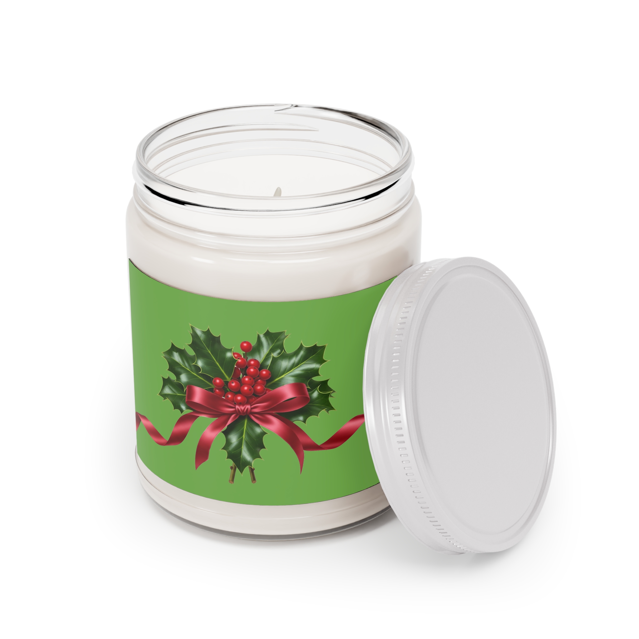 Holly Sprig with Red Bow Candle | 9oz Soy Jar - Image 19