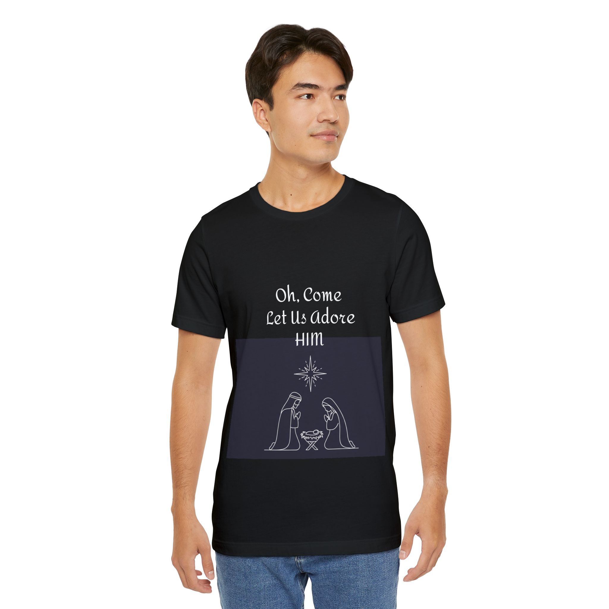 Oh Come Let Us Adore Him Nativity T-Shirt | Christmas Religious Tee - Image 5