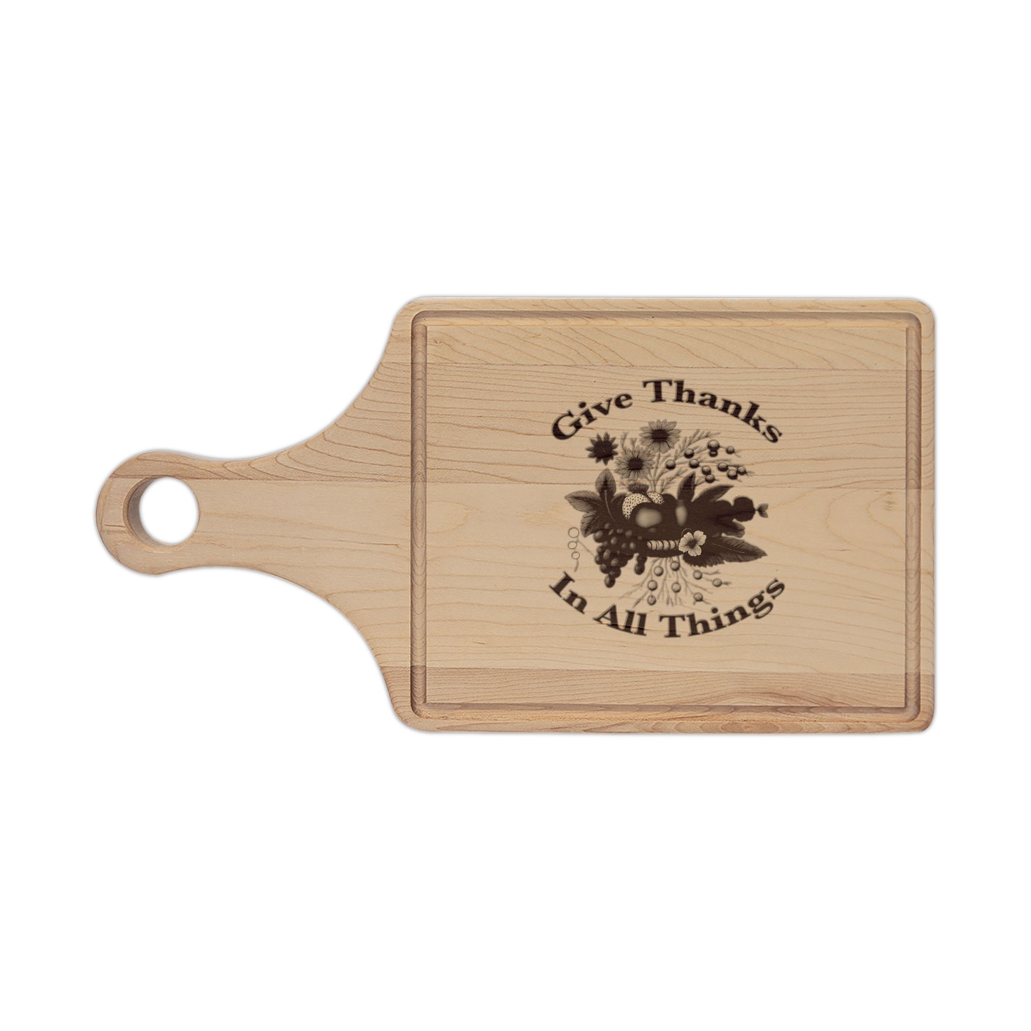 Give Thanks Floral Engraving Wooden Cutting Board | Thanksgiving - Image 4