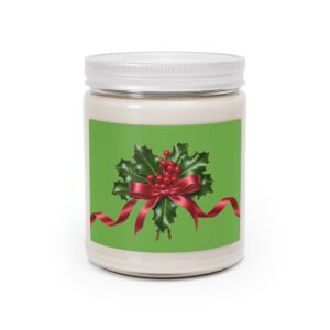 Holly Sprig with Red Bow Candle | 9oz Soy Jar