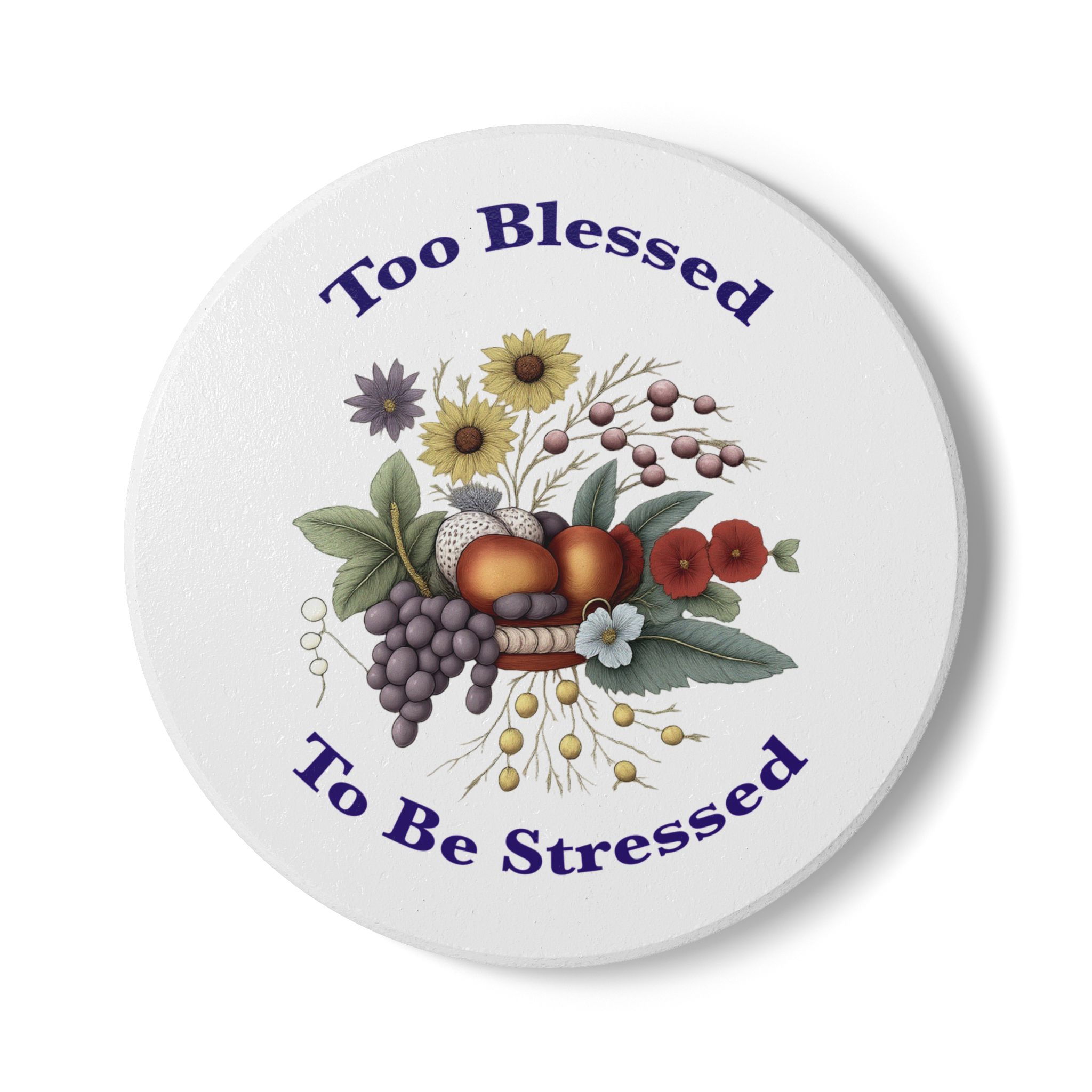 Too Blessed To Be Stressed Ceramic Coaster | Beautiful Illustration