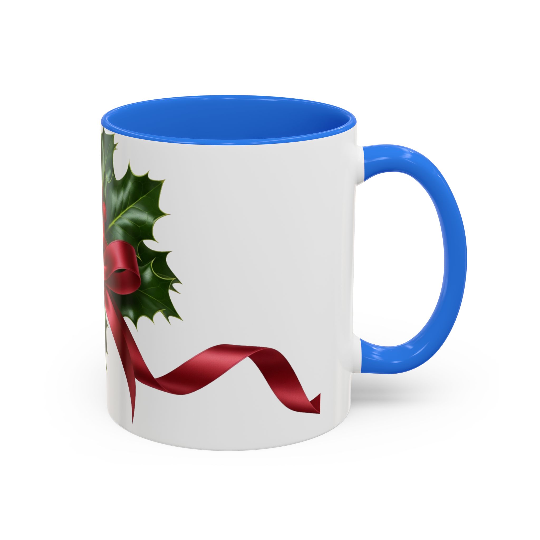 Holly with Red Ribbon Mug | Christmas Ceramic Mug - Image 6