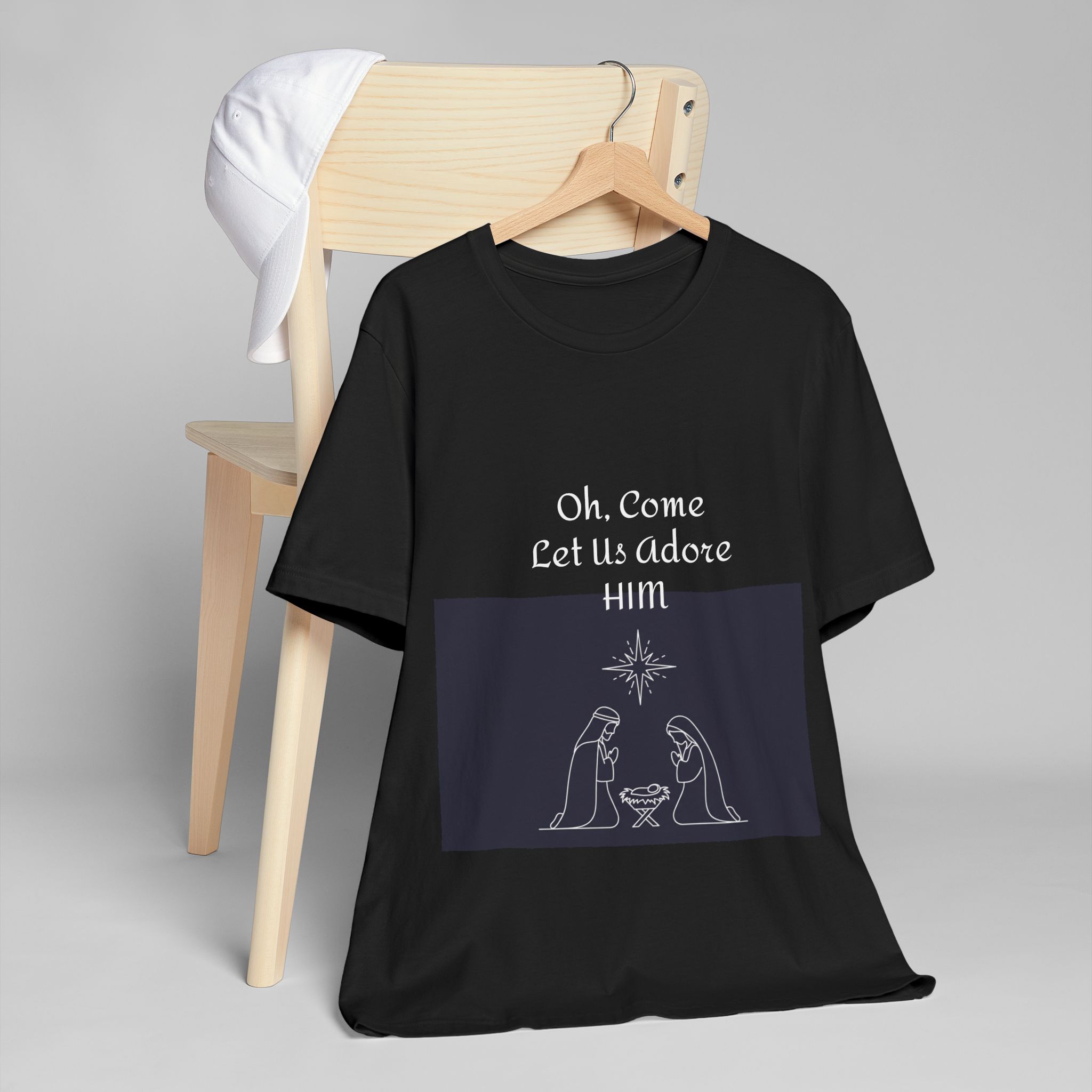 Oh Come Let Us Adore Him Nativity T-Shirt | Christmas Religious Tee - Image 4