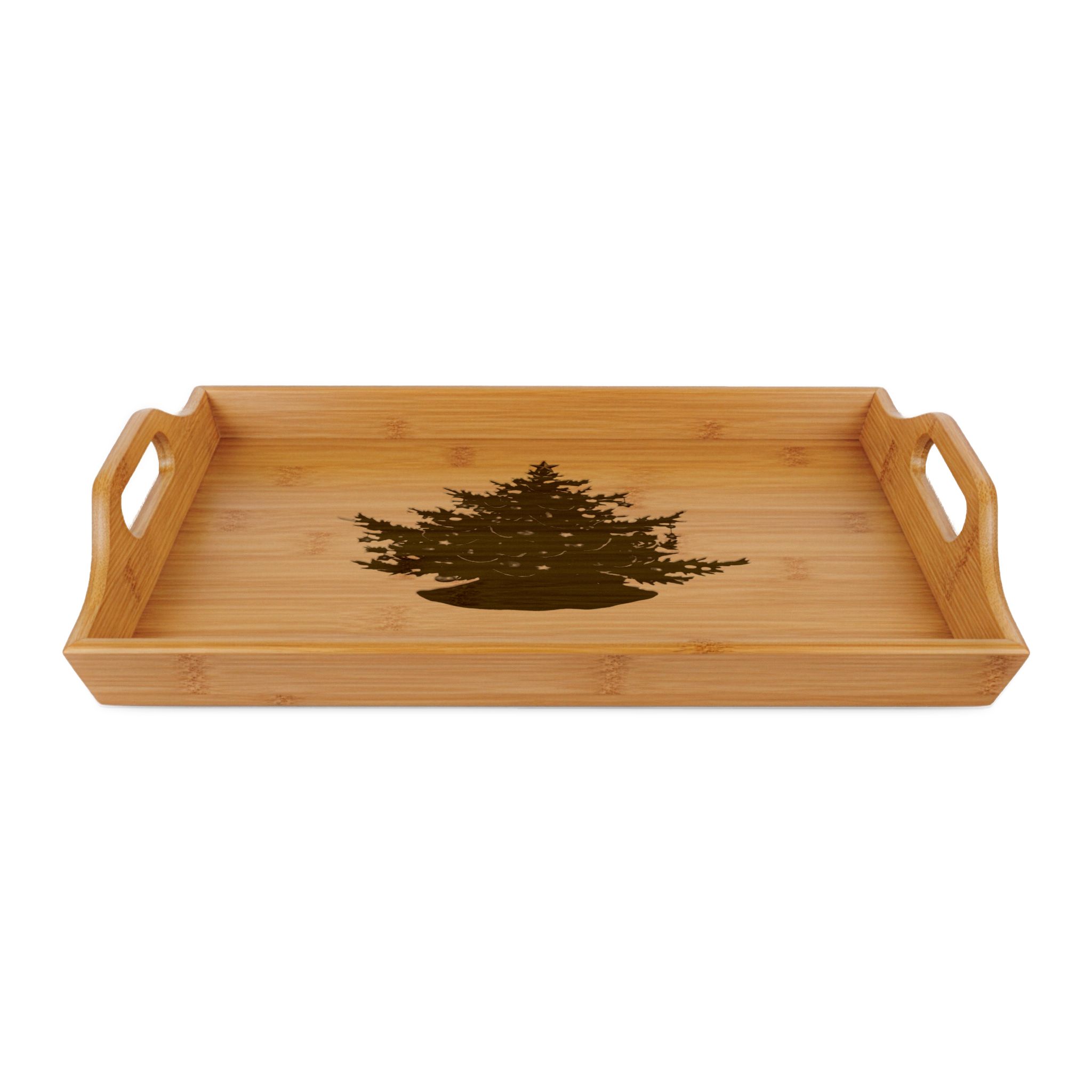 Christmas Tree Bamboo Serving Tray | Engraved Wooden Tray - Image 2