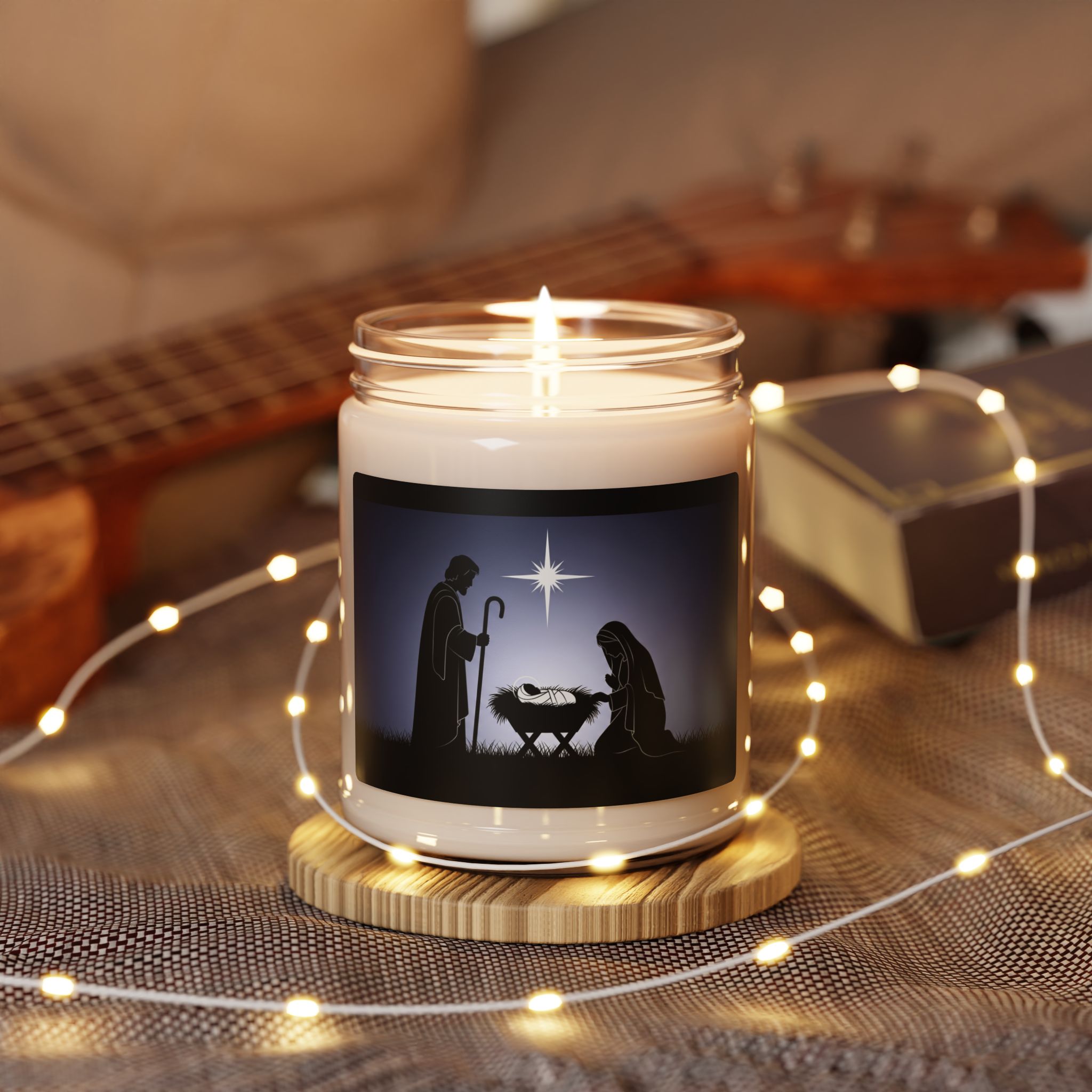 Nativity Scene Candle Scented Soy Candle, 9oz | Christmas Manger Silhouette - Image 11