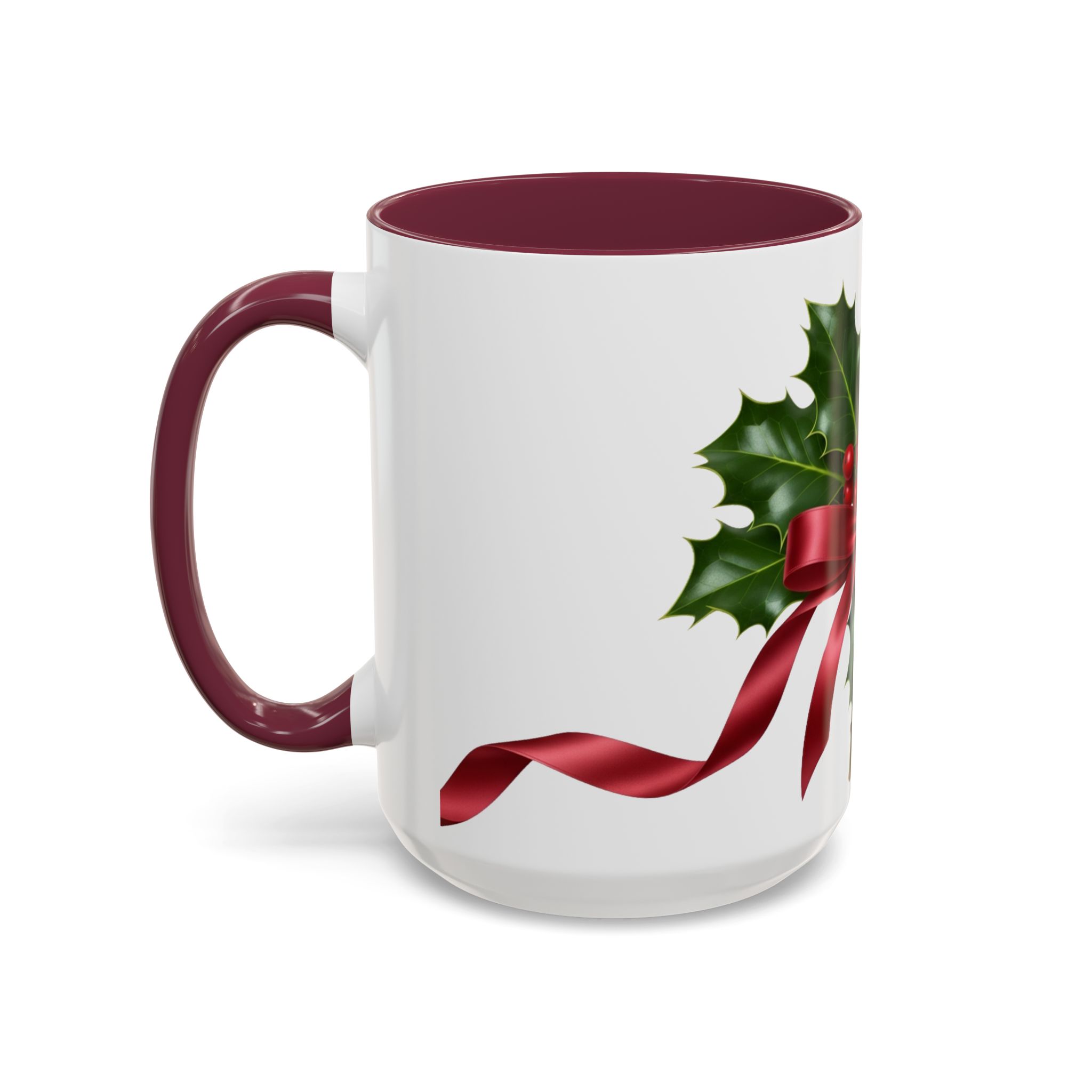Holly with Red Ribbon Mug | Christmas Ceramic Mug - Image 52