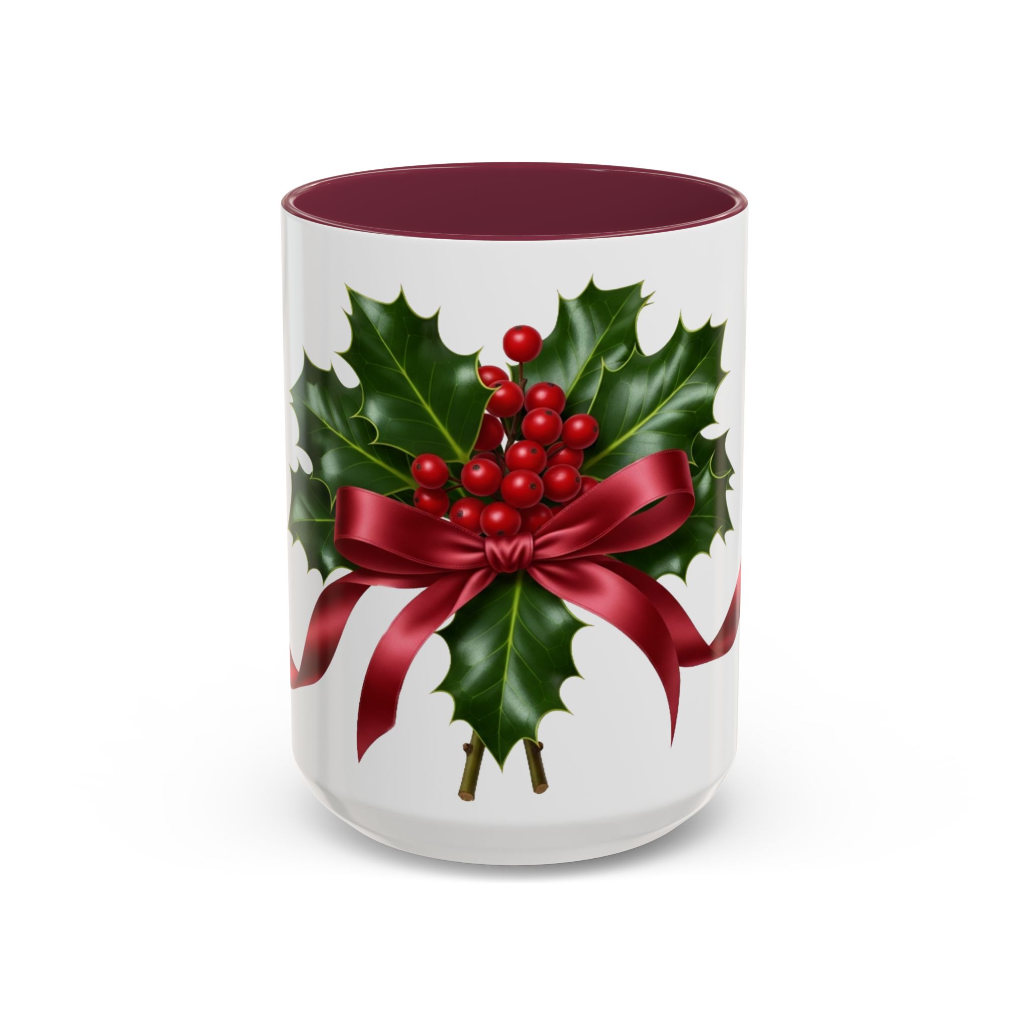 Holly with Red Ribbon Mug | Christmas Ceramic Mug - Image 49