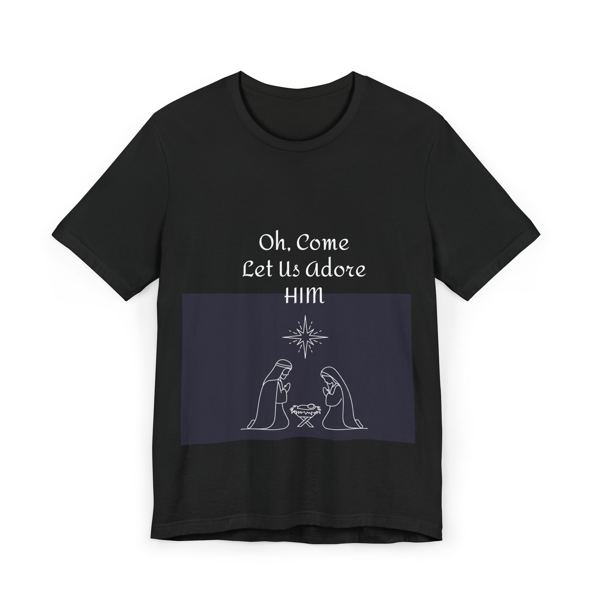 Oh Come Let Us Adore Him Nativity T-Shirt | Christmas Religious Tee - Image 2