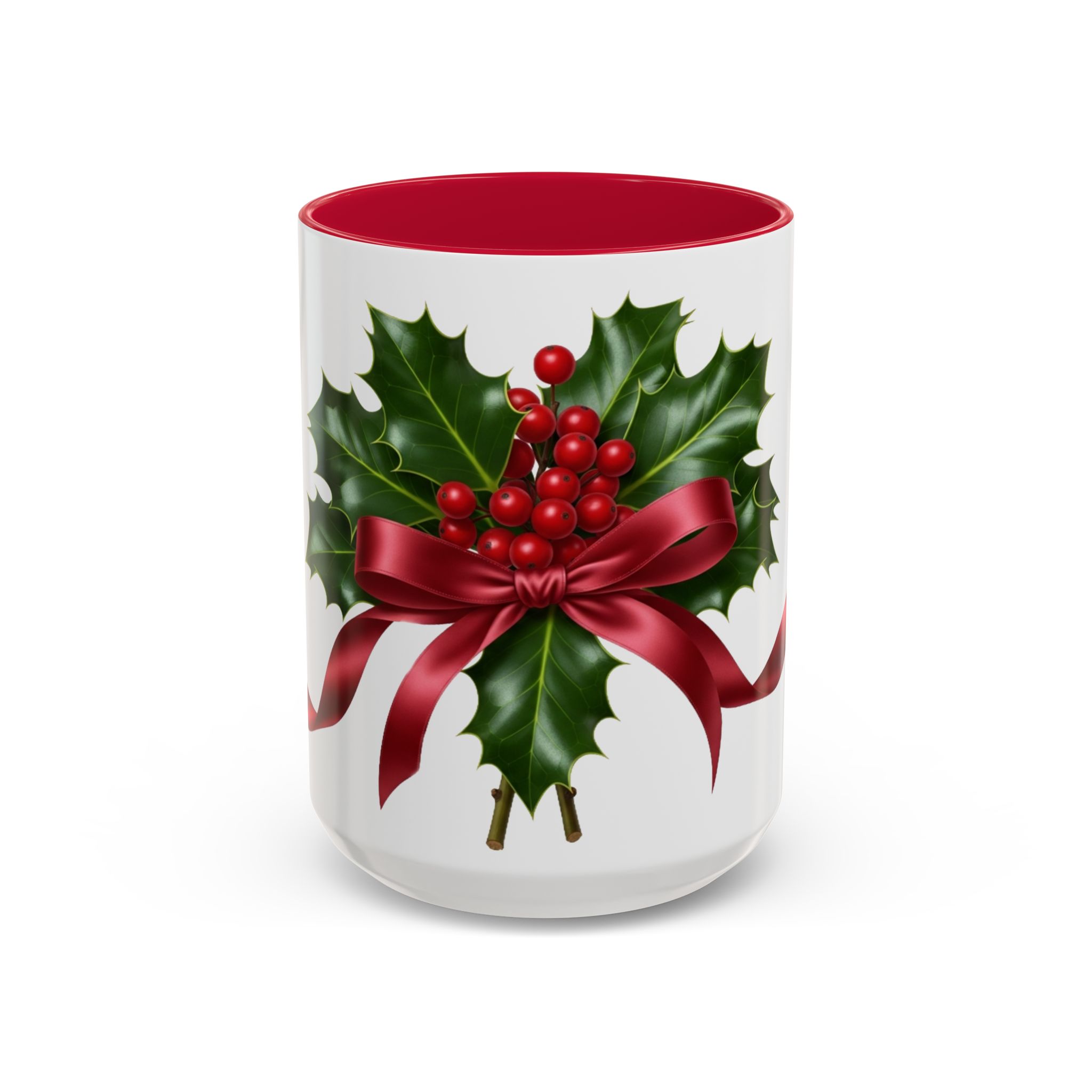 Holly with Red Ribbon Mug | Christmas Ceramic Mug - Image 53
