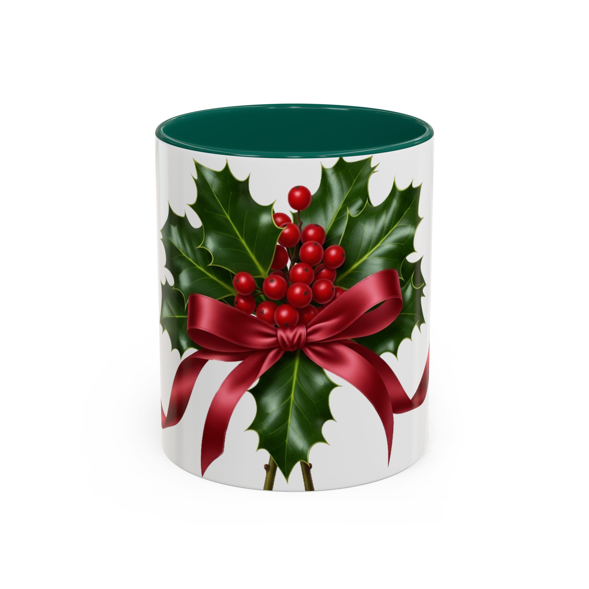 Holly with Red Ribbon Mug | Christmas Ceramic Mug - Image 13