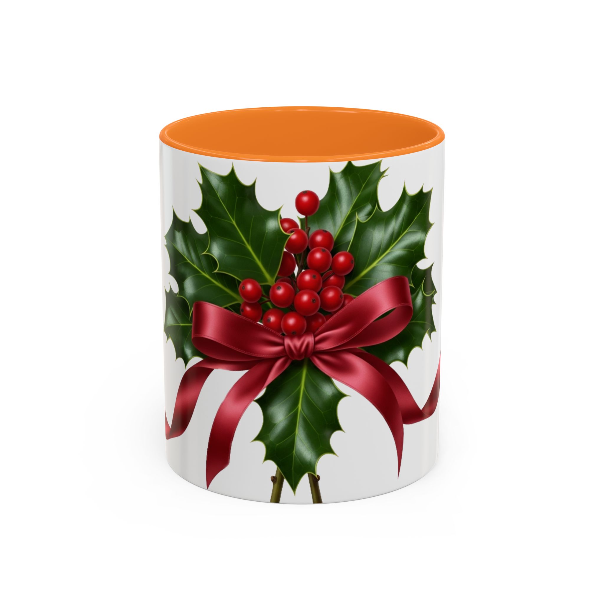 Holly with Red Ribbon Mug | Christmas Ceramic Mug - Image 9