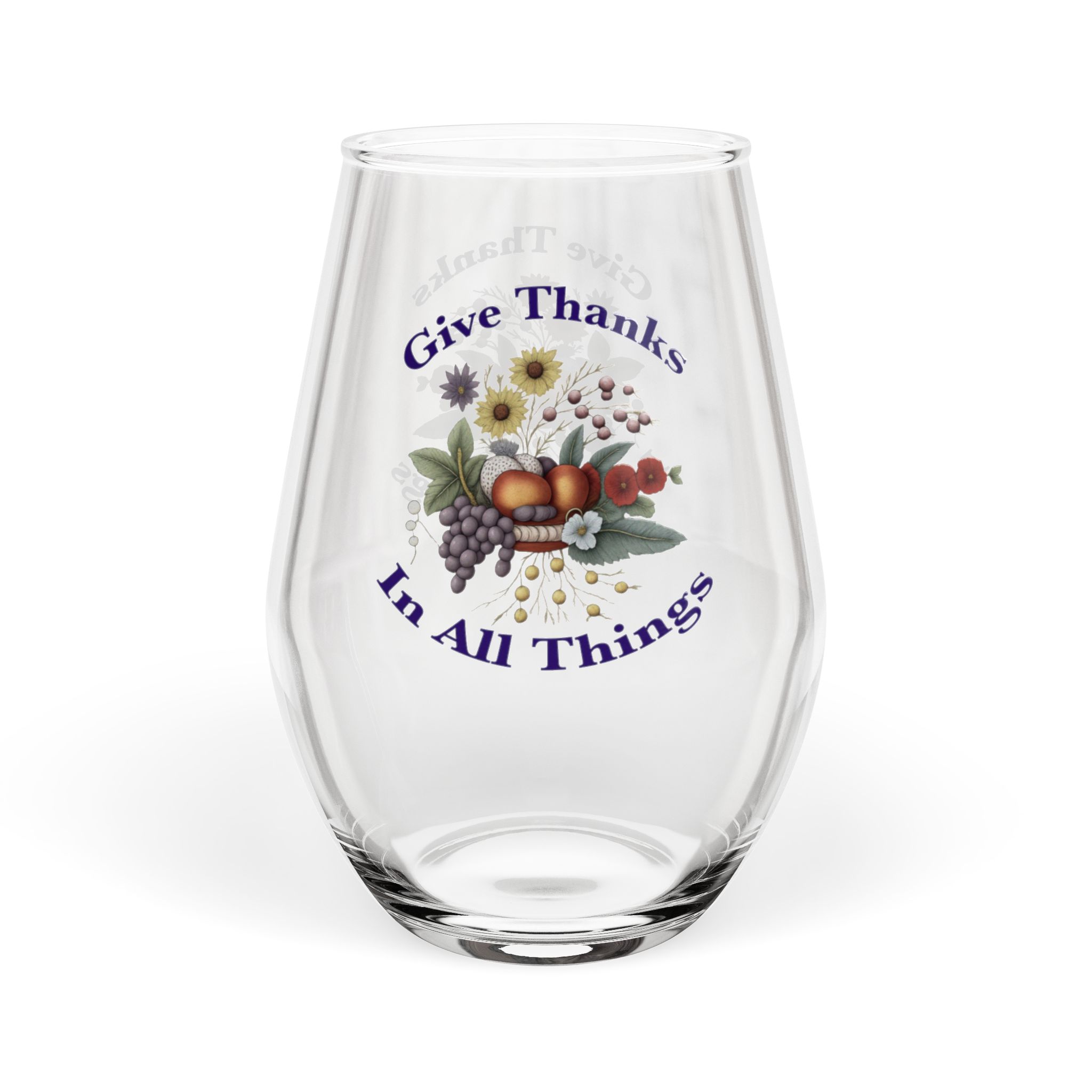 Stemless Wine Glass, 11.75oz - Give Thanks In All Things - Image 4