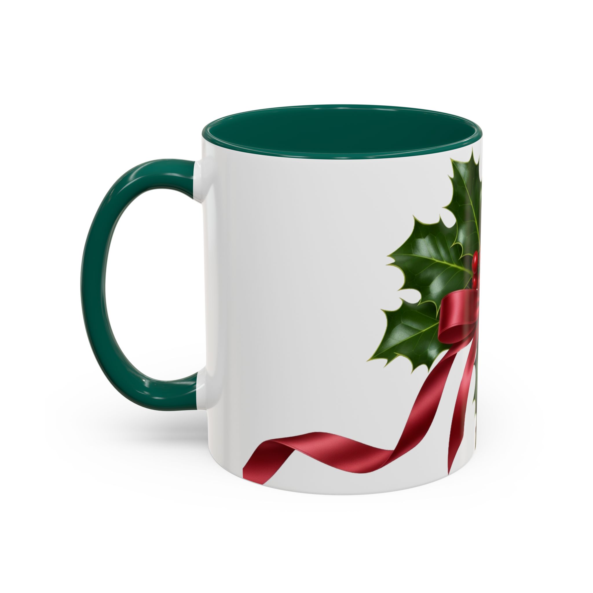 Holly with Red Ribbon Mug | Christmas Ceramic Mug - Image 16