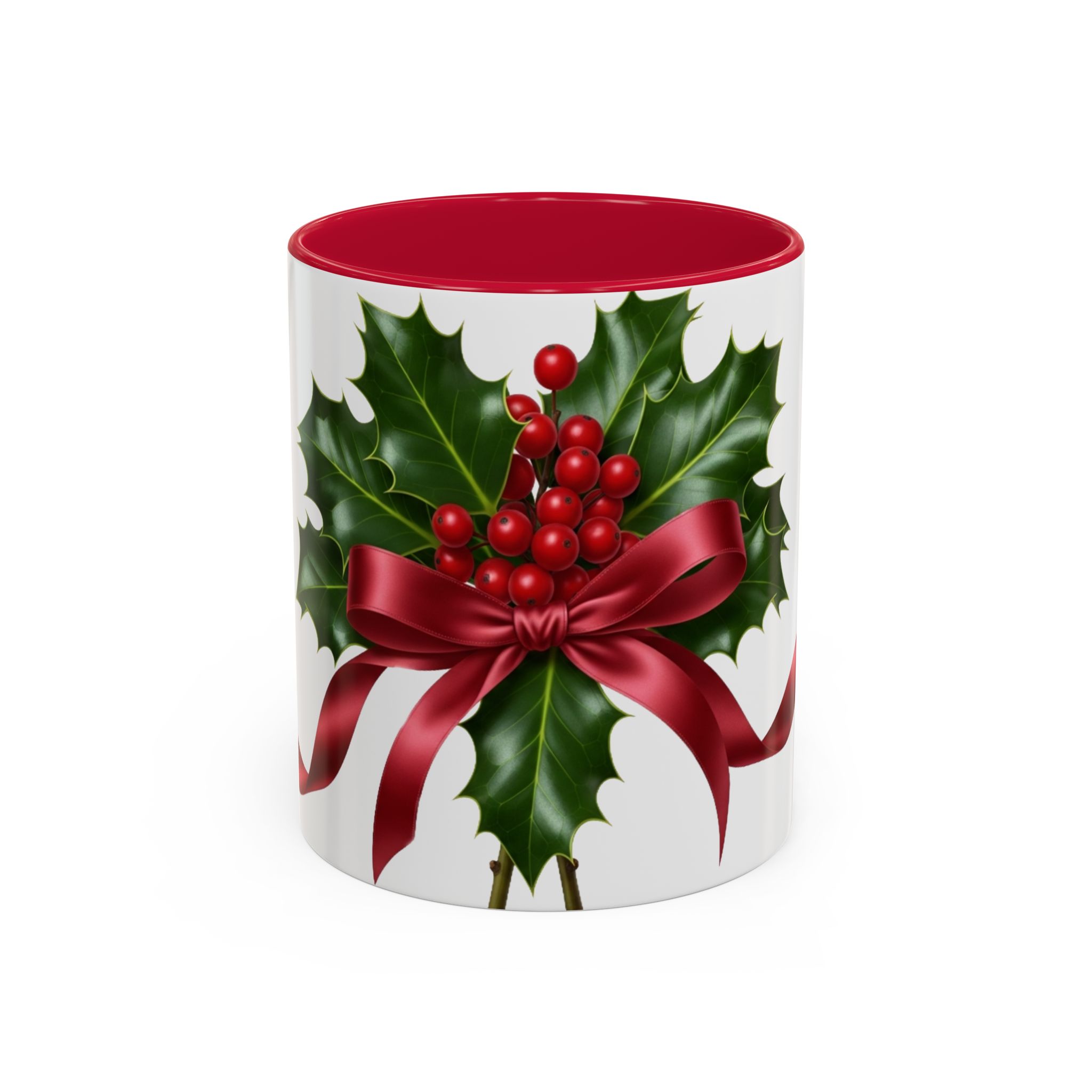 Holly with Red Ribbon Mug | Christmas Ceramic Mug - Image 37