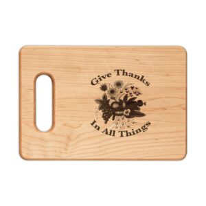 Give Thanks Floral Engraving Wooden Cutting Board | Thanksgiving